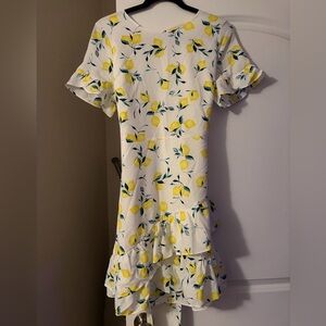 Banana Republic Spring Dress White Lemon-Print Midi Dress